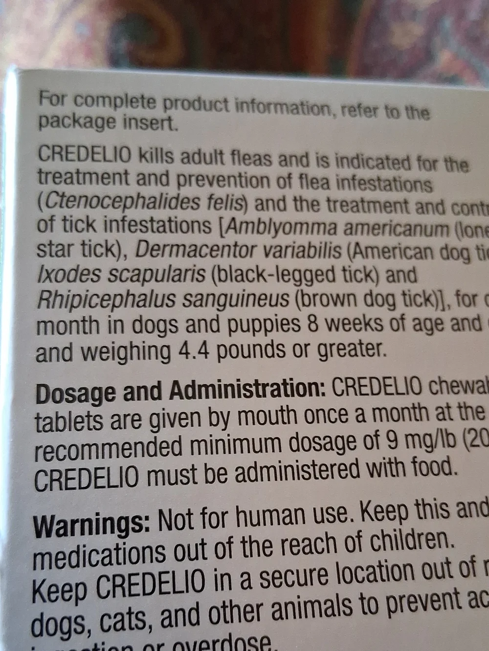 Elan Pet Medication Information Insert - Black and White